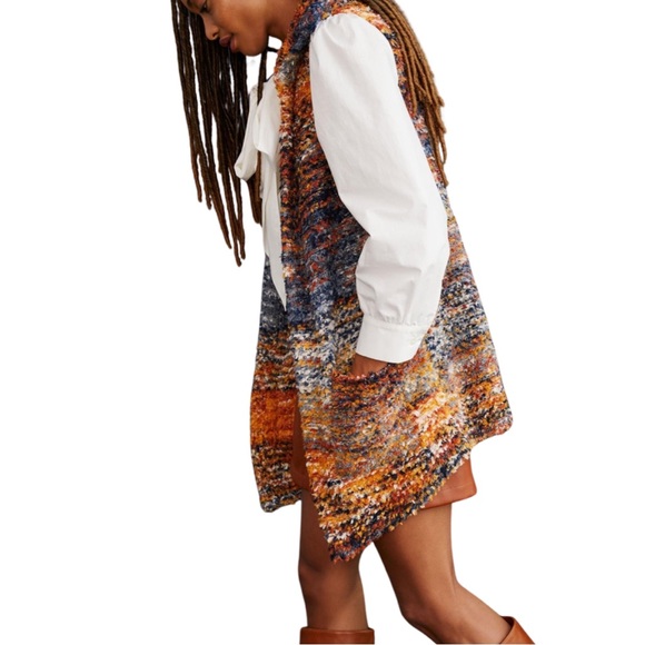 Pilcro Spacedye Sweater Vest Size XS In Orange Motif - Picture 12 of 14